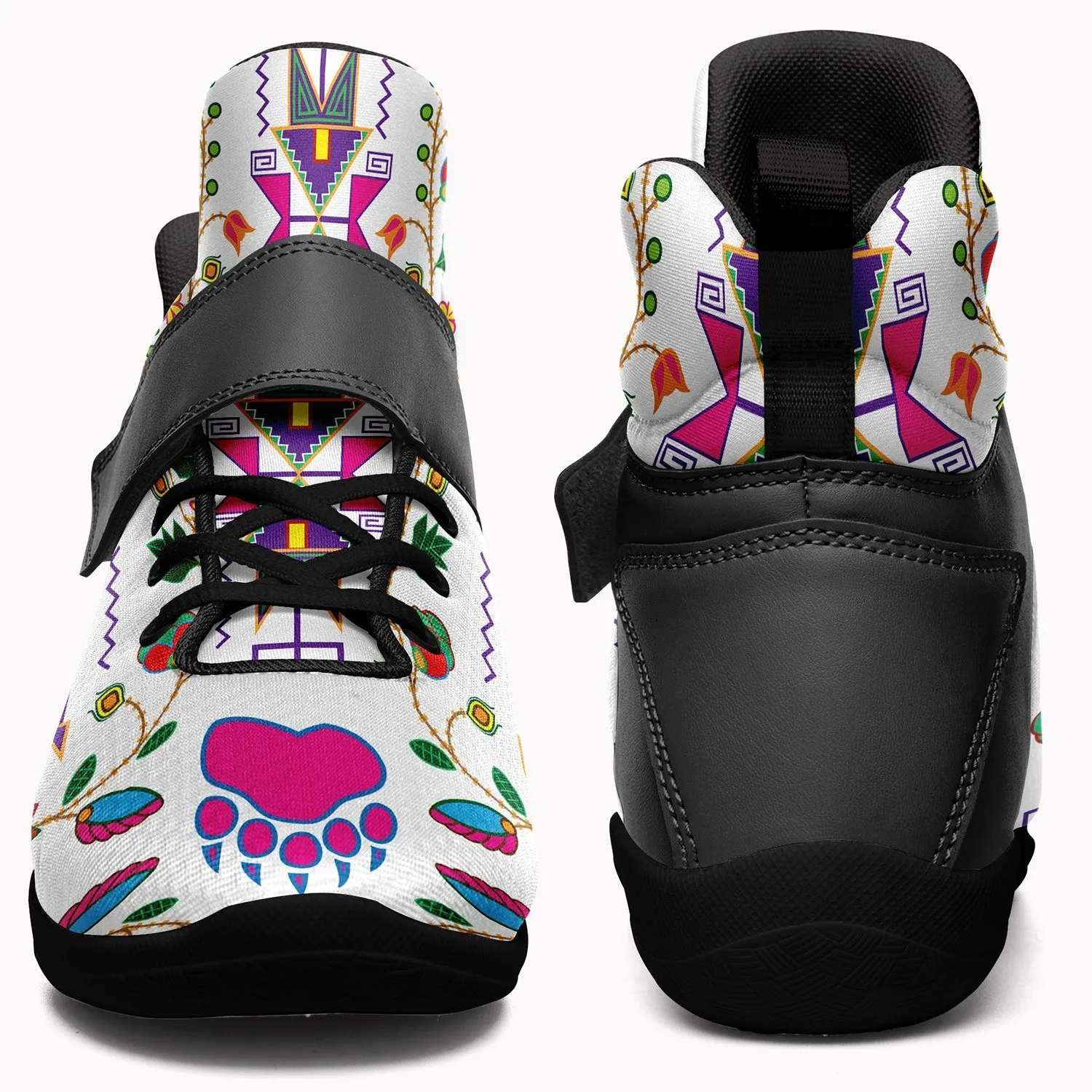 Geometric Floral Fall White Ipottaa Basketball / Sport High Top Shoes - Black Sole