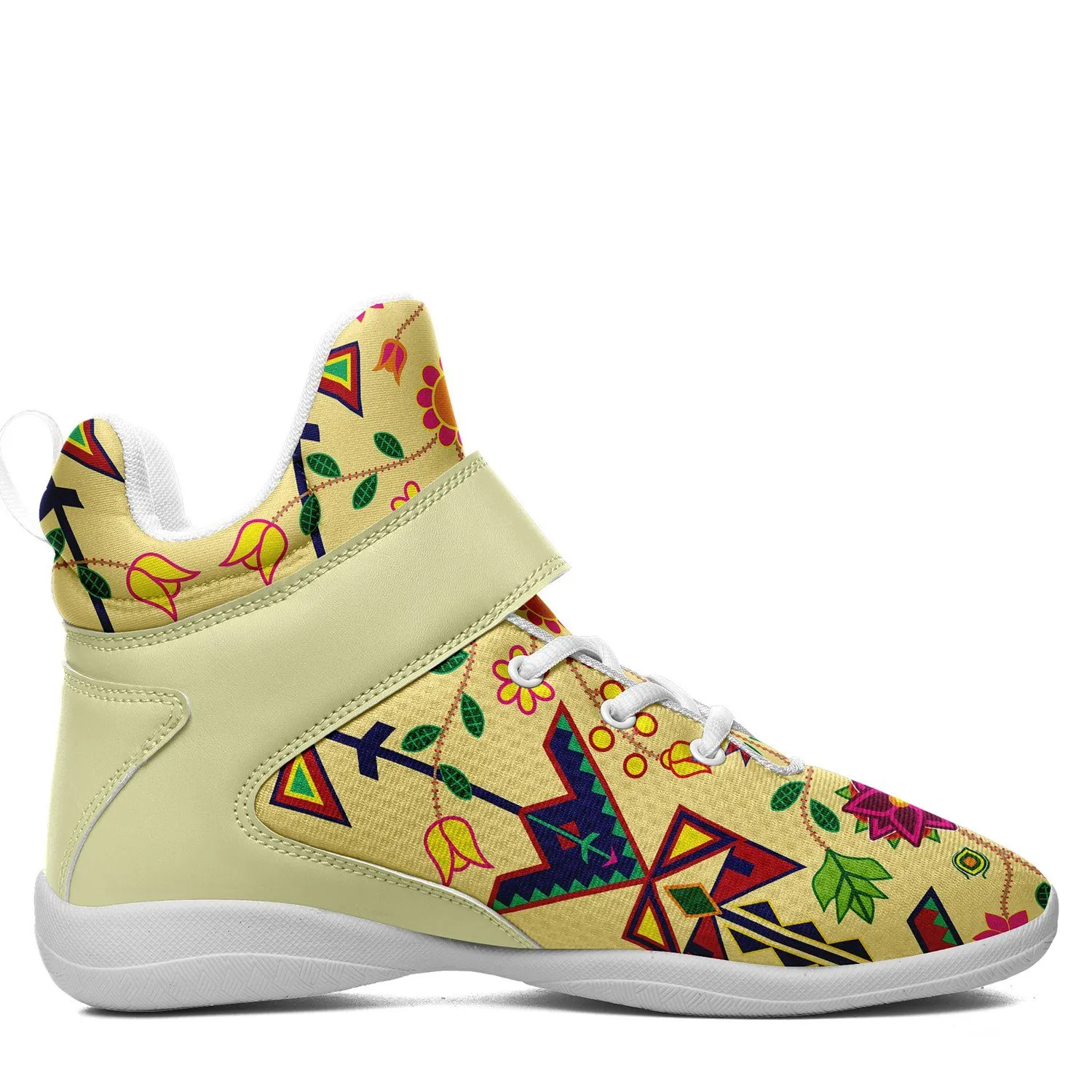 Geometric Floral Spring Vanilla Ipottaa Basketball / Sport High Top Shoes