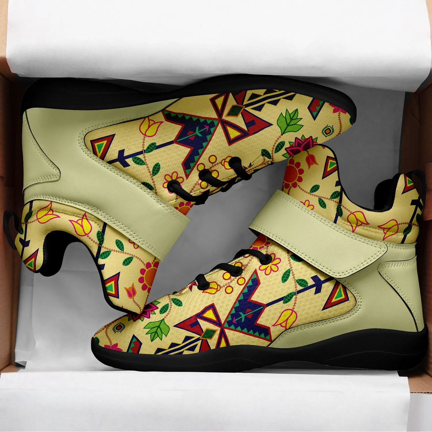 Geometric Floral Spring Vanilla Ipottaa Basketball / Sport High Top Shoes