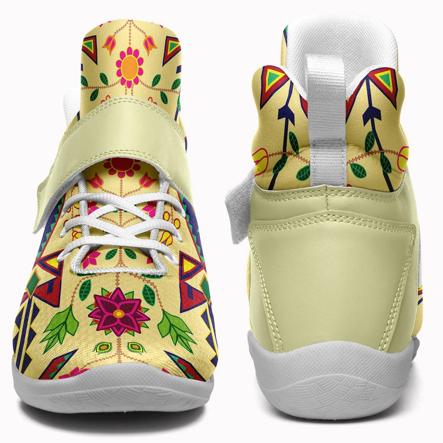 Geometric Floral Spring Vanilla Ipottaa Basketball / Sport High Top Shoes