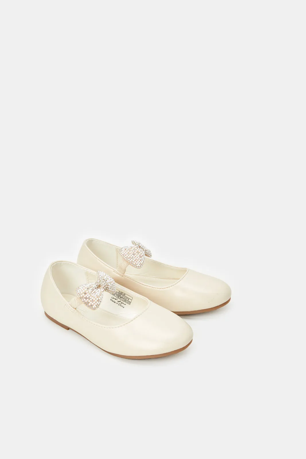 Girls Cream Bow Detail Ballerina