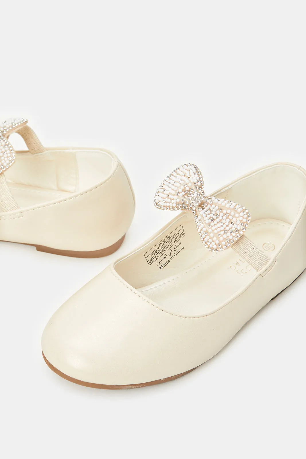 Girls Cream Bow Detail Ballerina