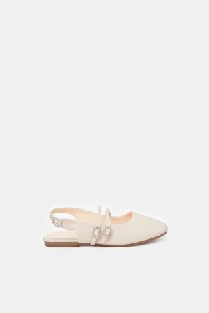 Girls Embellished Beige Mule