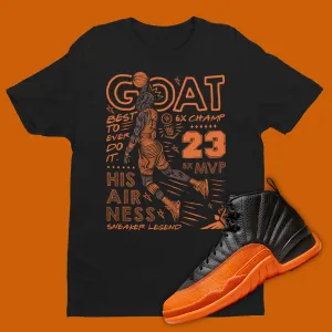 GOAT Shirt Matching Air Jordan 12 Brilliant Orange