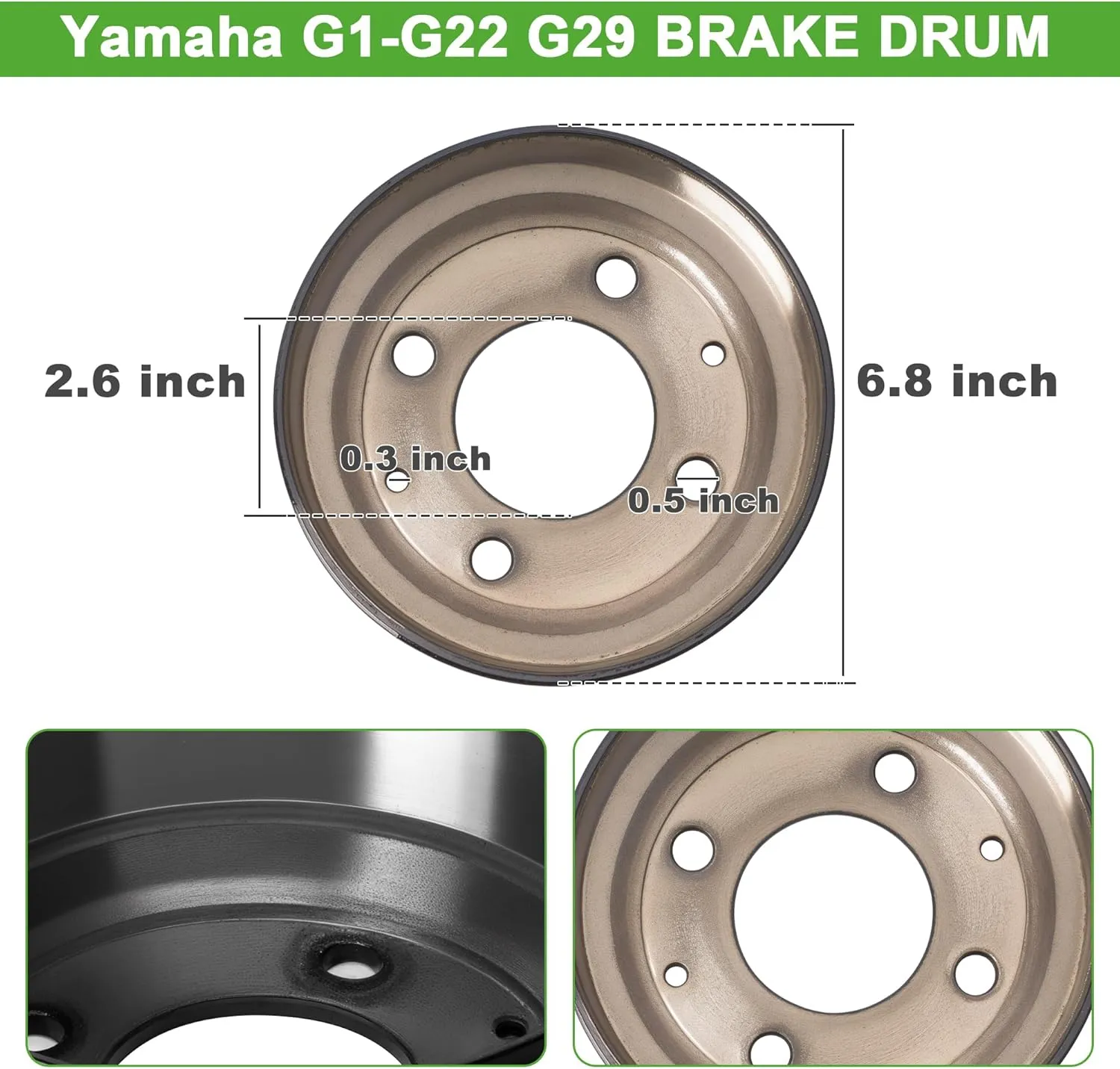 Golf Cart Brake Drum Hub Assembly for Yamaha G1-G22 G29 1978-up - 10L0L