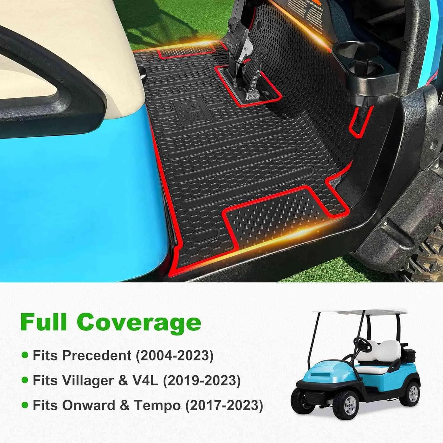 Golf Cart Floor Mats for Club Car Precedent Onward Tempo Villager V4L - 10L0L