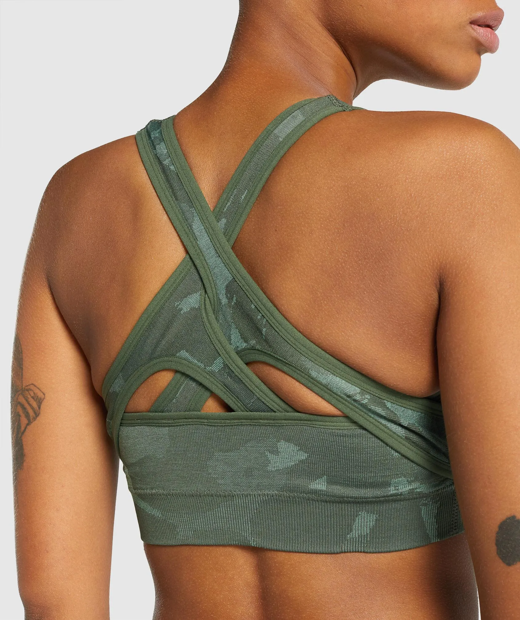 Gymshark Adapt Camo Seamless Sports Bra - Savanna | Green