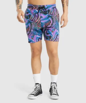 Gymshark Pre Workout Shorts - Purple/Black