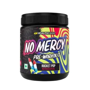 Healthfarm No Mercy Pre Workout for Explosive Energy, Massive Pumps & Laser Focus - Preworkout for Men & Women - Pre Workout Powder with Amino Acids & 200mg Caffeine (Rocket Pop)