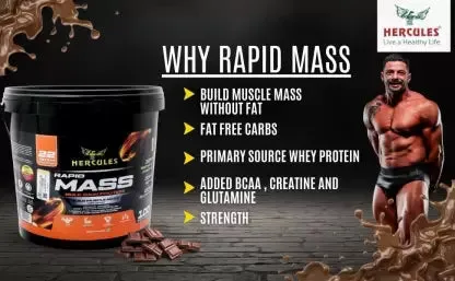 HERCULES Rapid Mass Weight Gainers/Mass Gainers  (5 kg, Chocolate)