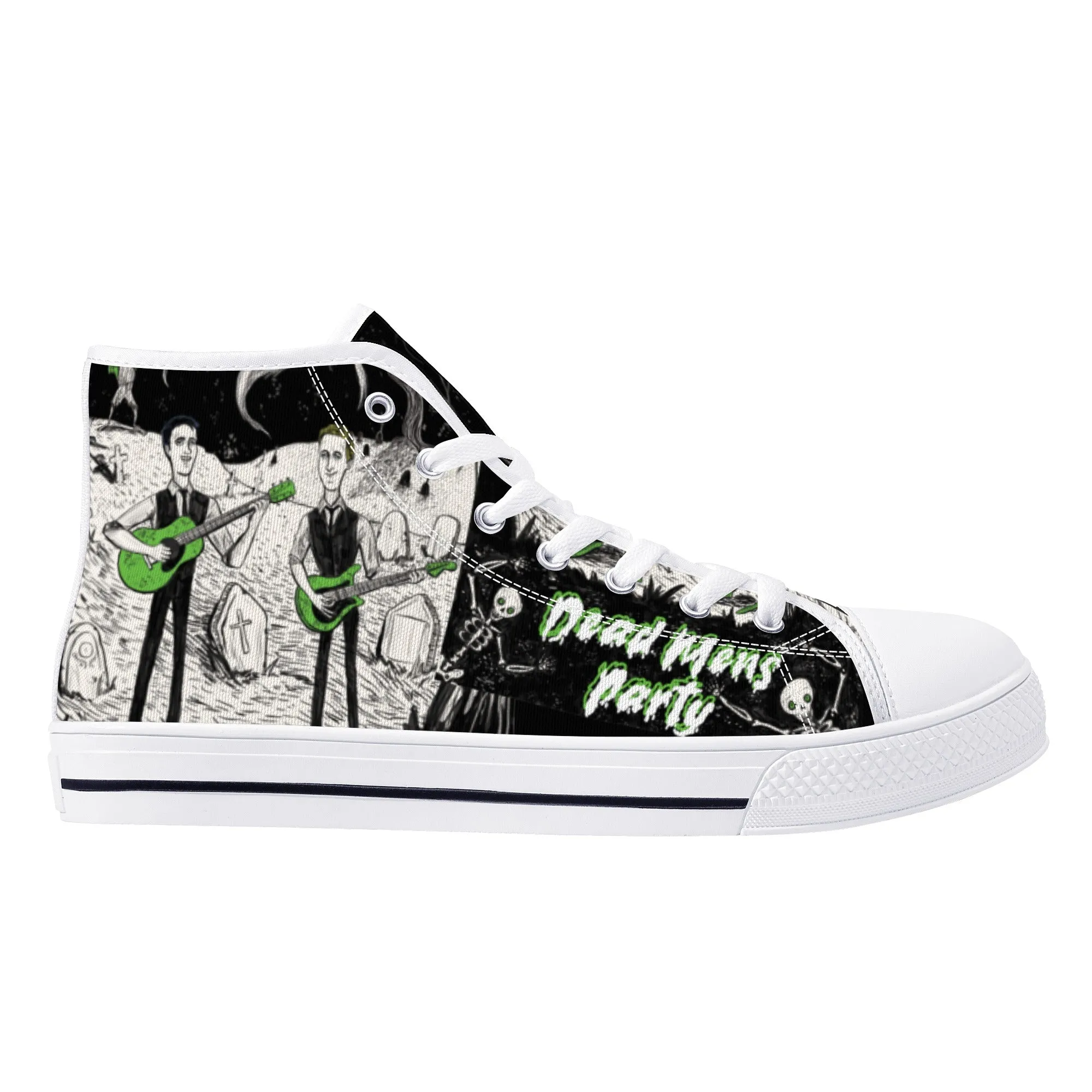 High Top Canvas Sneakers | Printed Tongue | Halloween themed Goth shoes | Spooky Season gift | Oingo Boingo