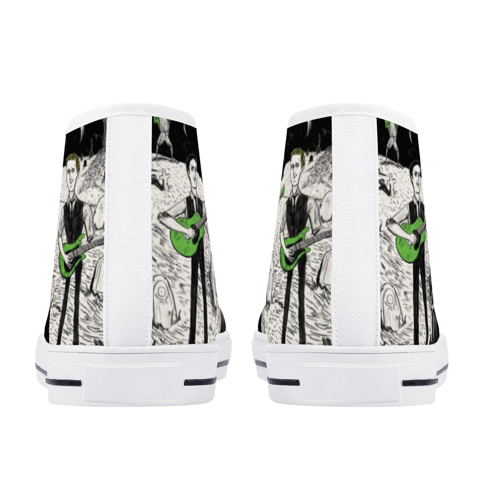 High Top Canvas Sneakers | Printed Tongue | Halloween themed Goth shoes | Spooky Season gift | Oingo Boingo