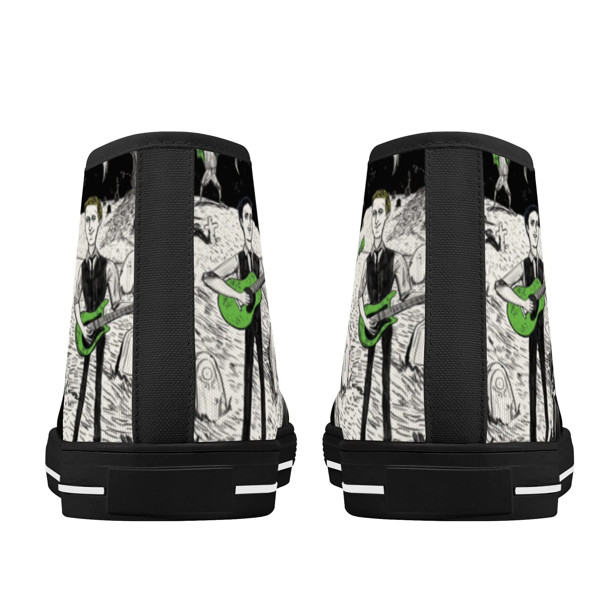 High Top Canvas Sneakers | Printed Tongue | Halloween themed Goth shoes | Spooky Season gift | Oingo Boingo