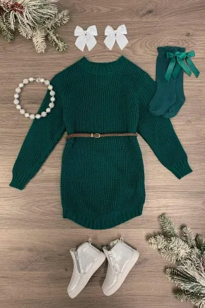 Holiday Sweater Dress with Belt