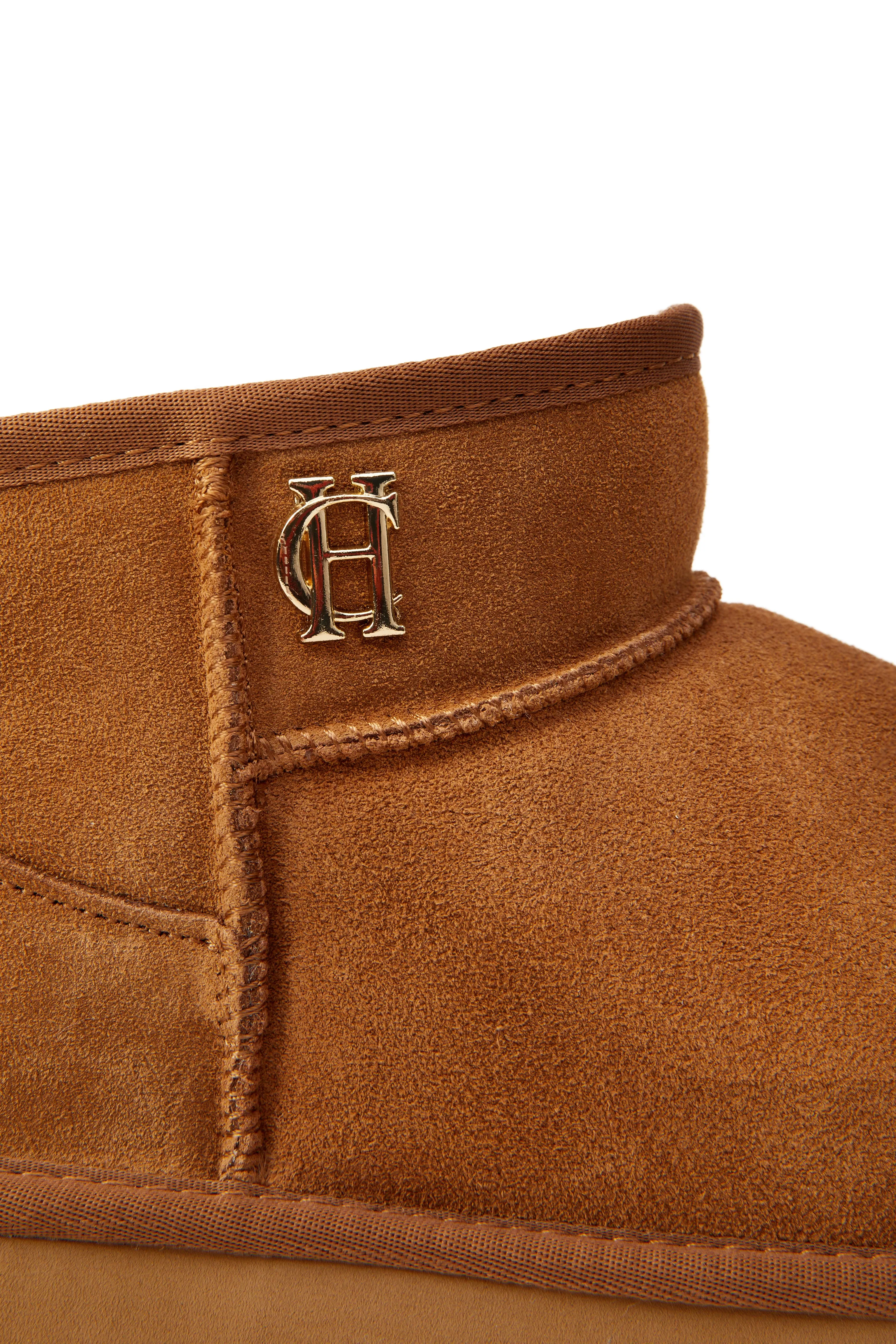 Holland Cooper Ultra Mini Shearling Boot in Tan