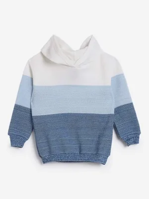 HOP Kids Blue Knit Striped Hoodie