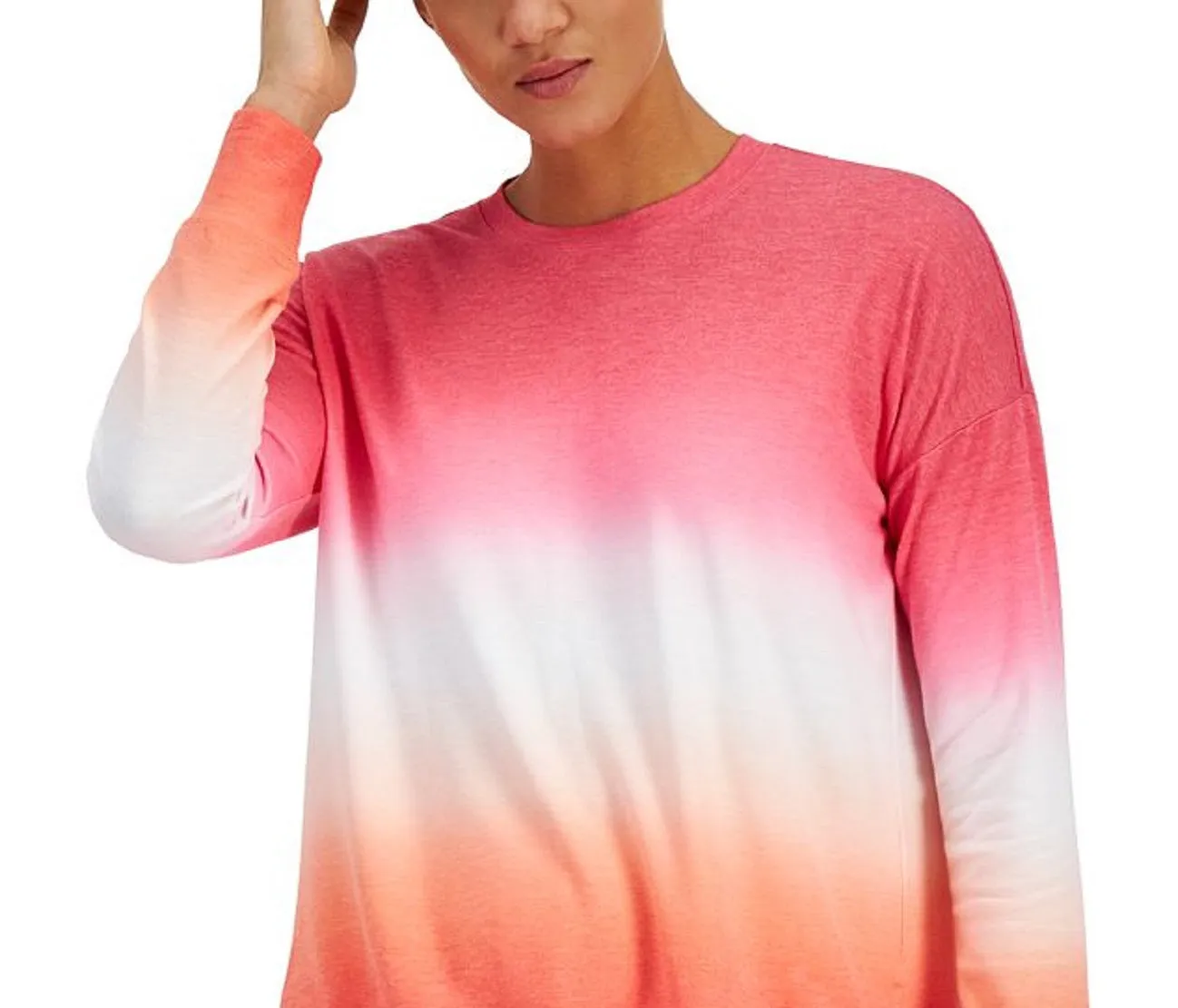 ID Ideology Women's Dip Dye Crewneck Top Orange Size XX-Large