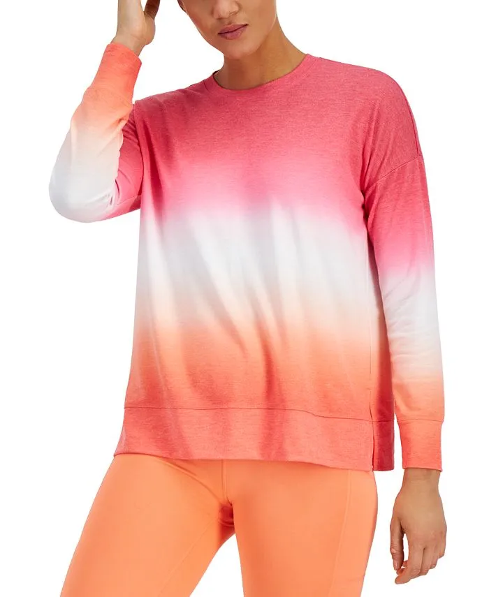 ID Ideology Women's Dip Dye Crewneck Top Orange Size XX-Large