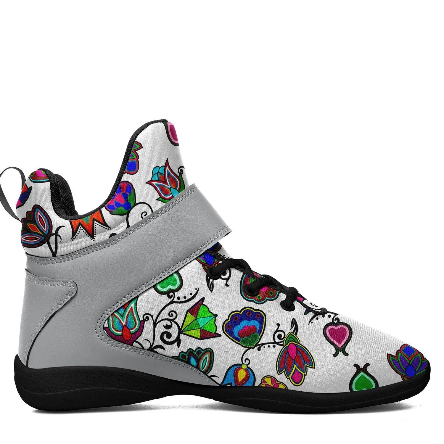 Indigenous Paisley White Ipottaa Basketball / Sport High Top Shoes - Black Sole