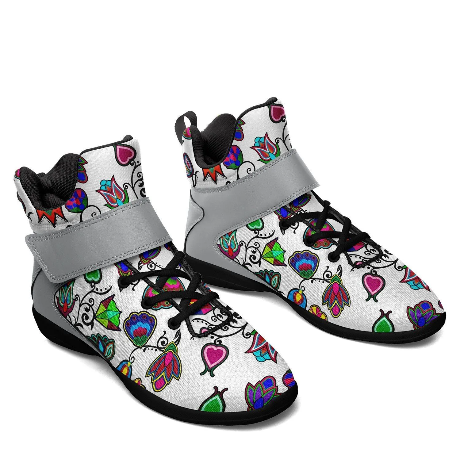 Indigenous Paisley White Ipottaa Basketball / Sport High Top Shoes - Black Sole