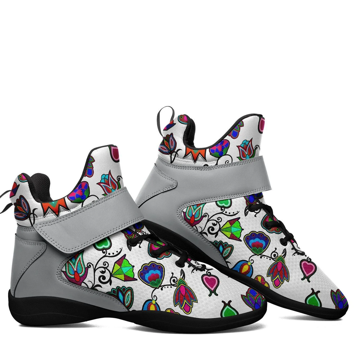 Indigenous Paisley White Ipottaa Basketball / Sport High Top Shoes - Black Sole