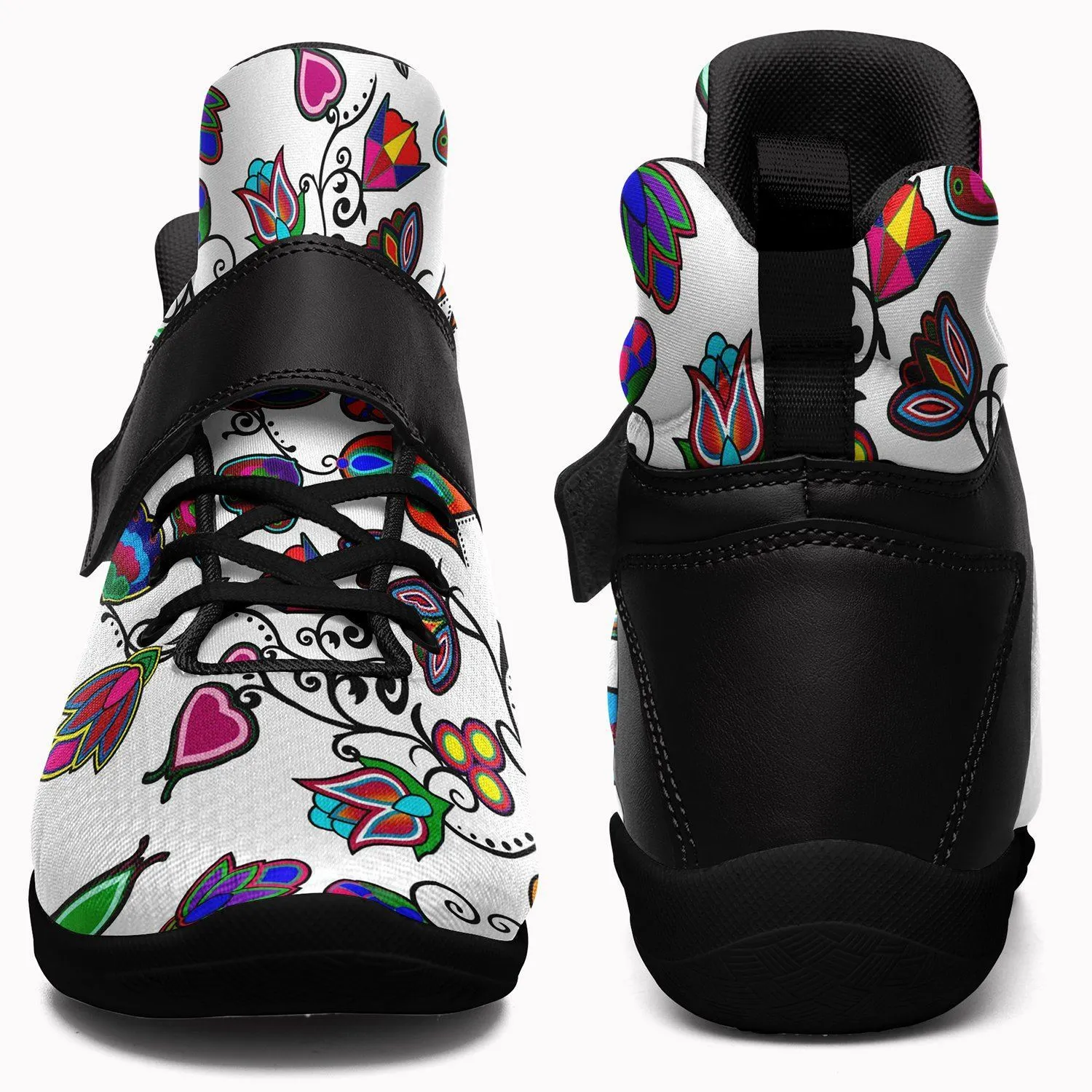 Indigenous Paisley White Ipottaa Basketball / Sport High Top Shoes - Black Sole