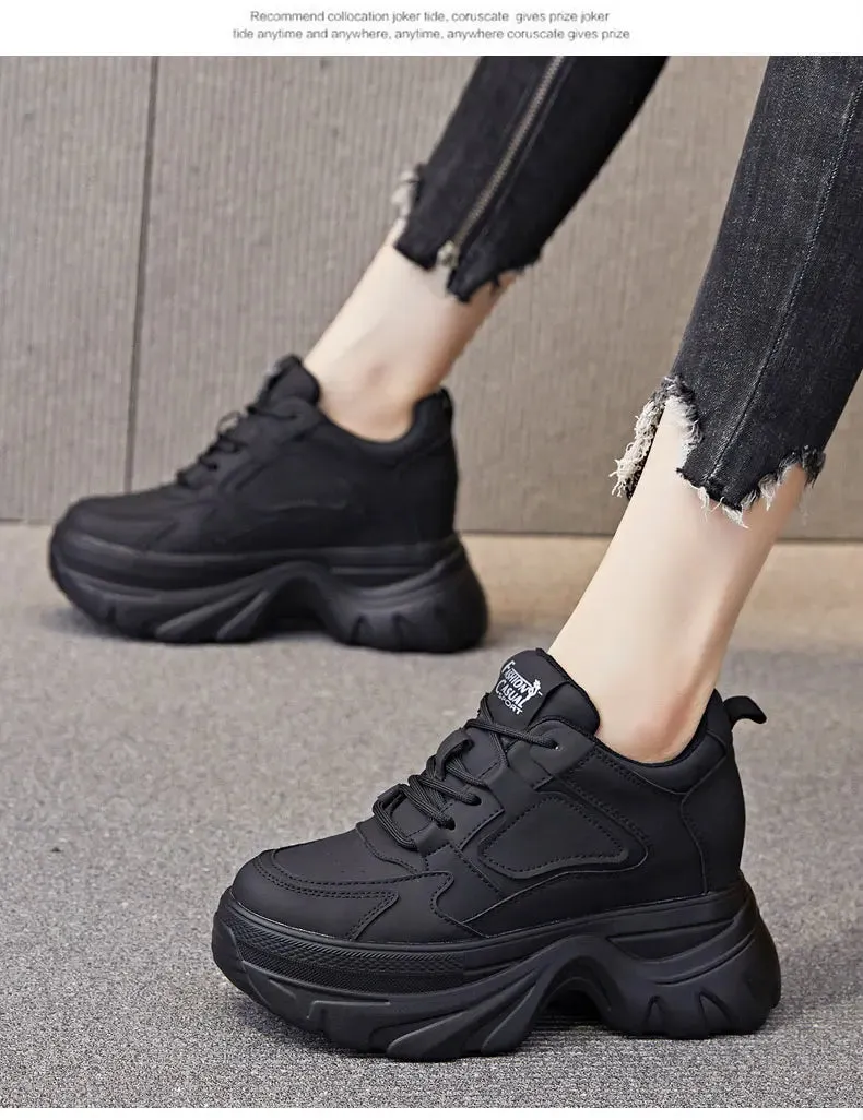 Joskaa 2024 New Black Platform Vulcanized Women Sneakers