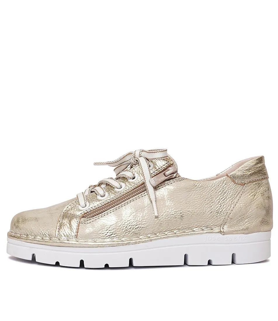 Js-2001 Champagne Leather Sneakers