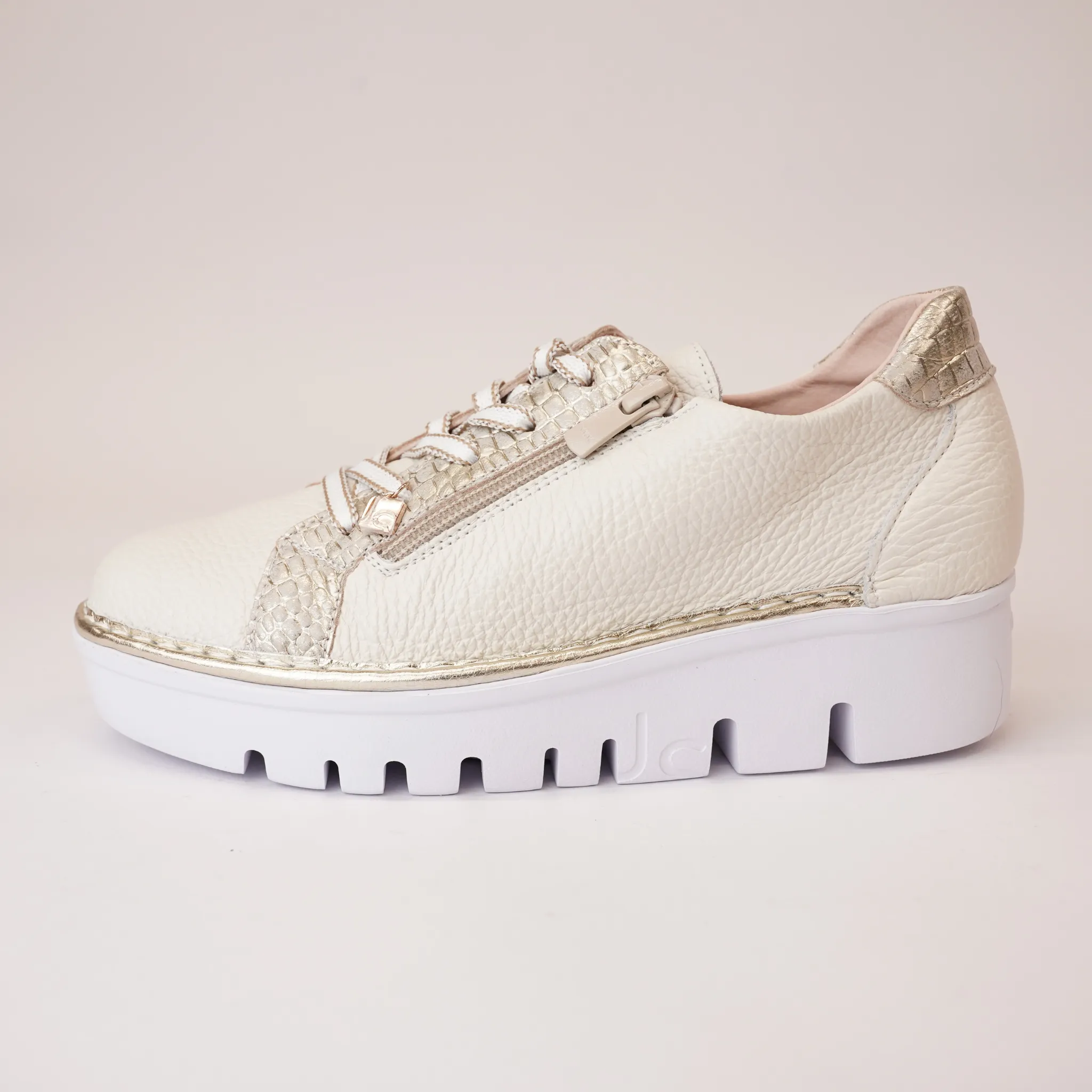 Js-4420 Beige/ Champagne Leather Sneakers