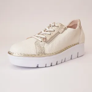 Js-4420 Beige/ Champagne Leather Sneakers