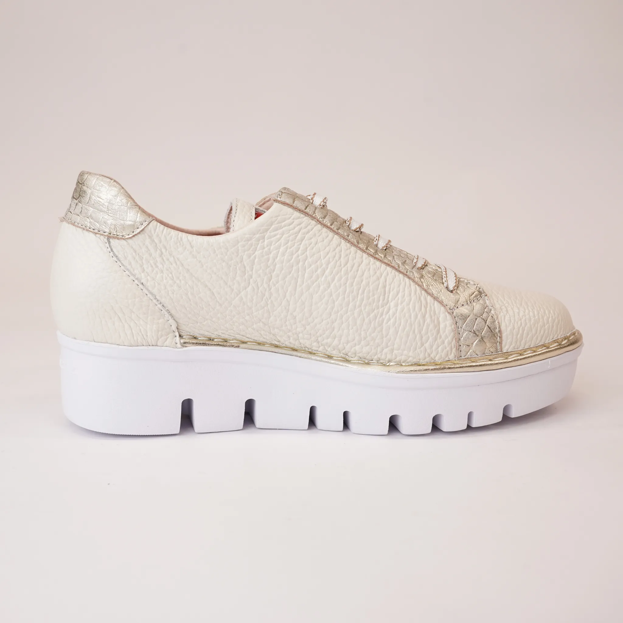 Js-4420 Beige/ Champagne Leather Sneakers