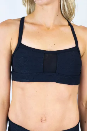 Kelli Mesh Geo Sports Bra - Black