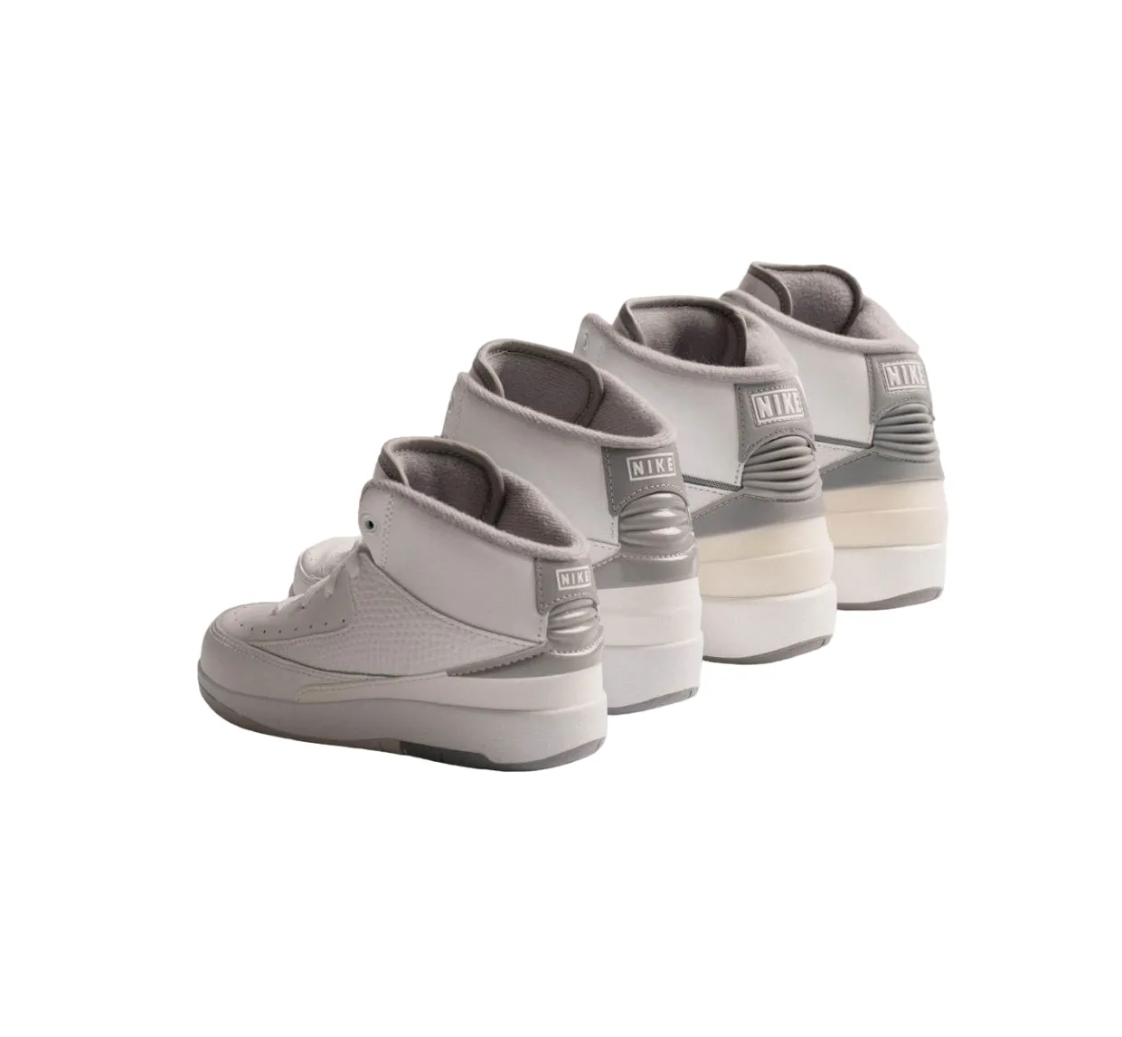 Kids Nike Air Jordan 2 Retro White/ Grey Athletic Shoes