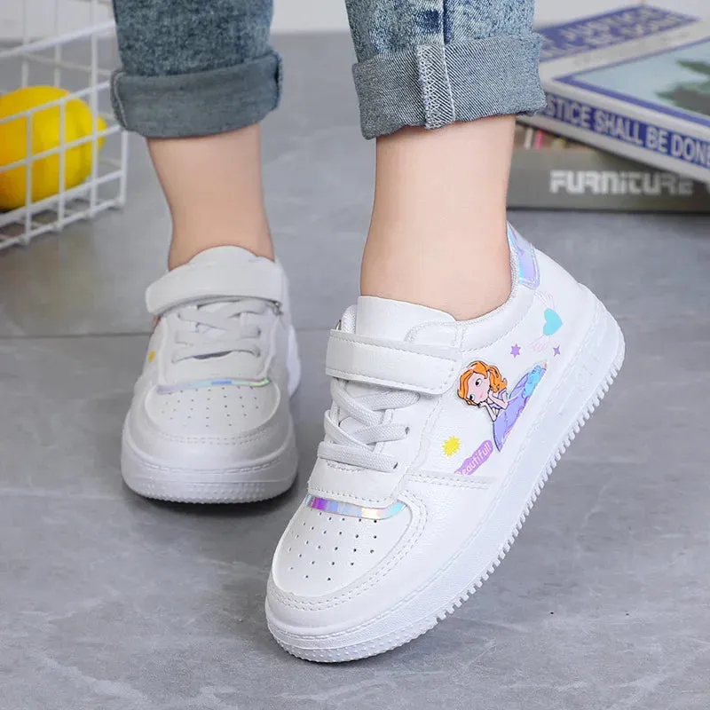 Kids Sneakers Cartoon Pattern Design Girls Sports Shoes Non-slip Children Flat Shoes Breathable Outdoor Baby Running Footwear