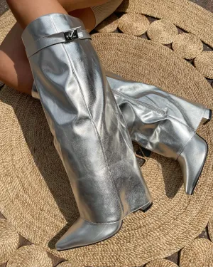 KIMBELLA SILVER KNEE SHARK BOOT