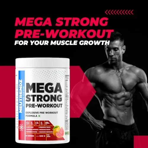 MEGA STRONG PRE WORKOUT 500gm Blue Lemonade (Pink Guava)