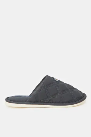 Men Grey Embossed Slippers