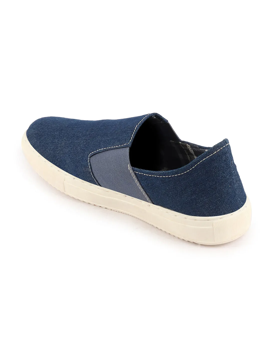 Men Navy Blue Colorblocked Denim/Canvas Slip On Casual Loafer Shoes