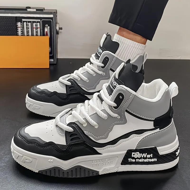 Men'S Casual Sports Shoes High-Top Skateboard Shoes, Thick Laces, Good Grip, Four Seasons Mid-Top Men'S Shoes