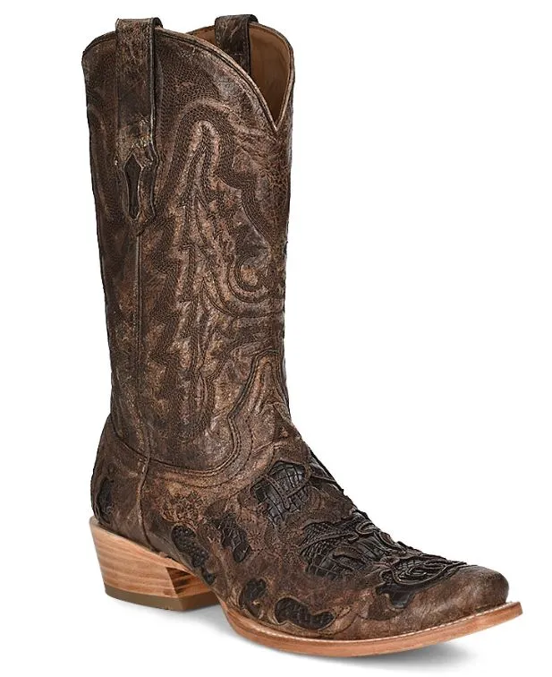 Men's Corral Brown Alligator Inlay Boot