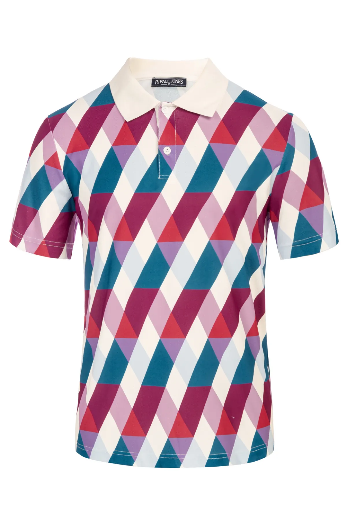 Men's Performance Golf Pullover Shirt Grid Argyle Short Sleeve Stretch Polo Shirt