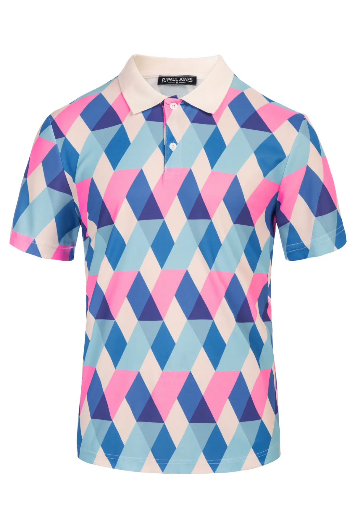 Men's Performance Golf Pullover Shirt Grid Argyle Short Sleeve Stretch Polo Shirt