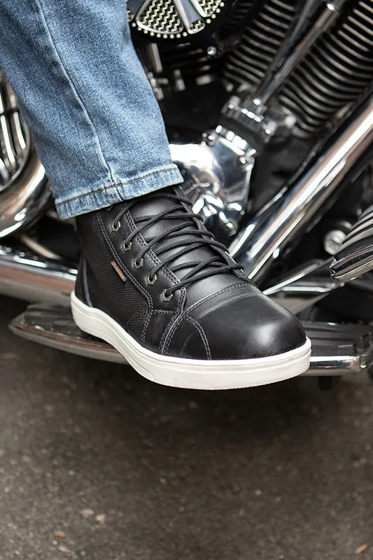 Milwaukee Leather MBM9004WP Men's Waterproof Black Leather Motorcycle Reinforced Street Riding Shoes w/Ankle Support