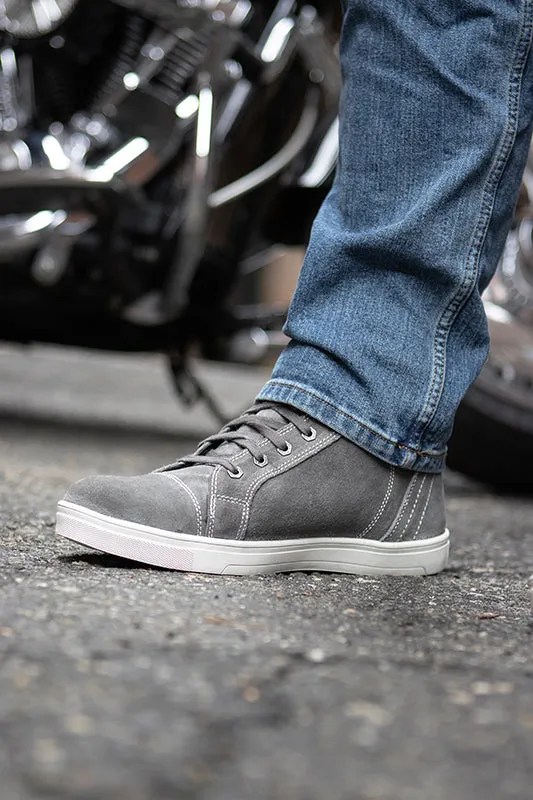 Milwaukee Leather MBM9109 Men's Grey Suede Leather Reinforced Street Riding Waterproof Shoes w/ Ankle Support