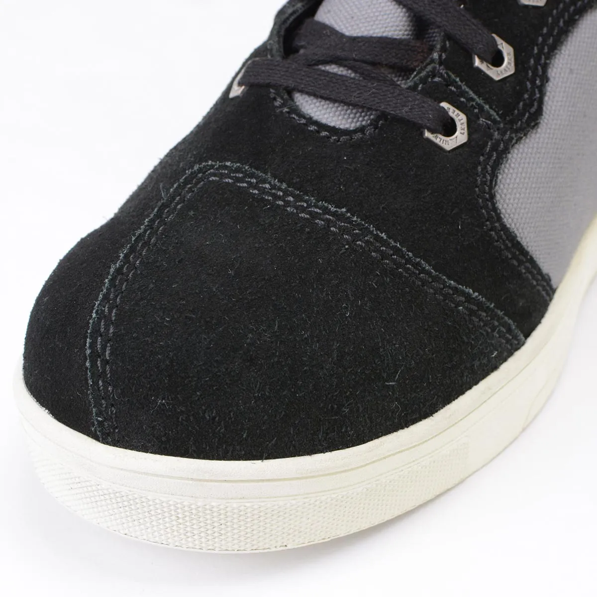 Milwaukee Leather MBM9116 Men's Black Suede and Grey Canvas Street Riding Shoes with Dual Closure and Ankle Support