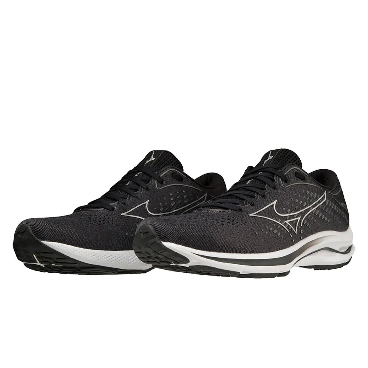 Mizuno Wave Rider 25 Wide Mens | Black/silver/ebony