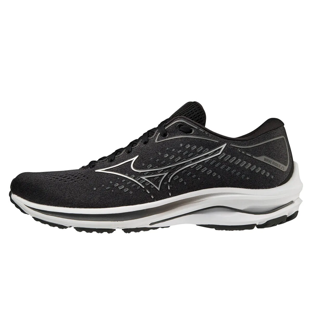 Mizuno Wave Rider 25 Wide Mens | Black/silver/ebony