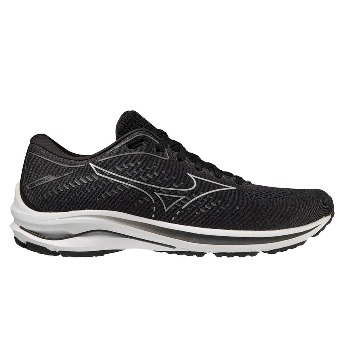 Mizuno Wave Rider 25 Wide Mens | Black/silver/ebony