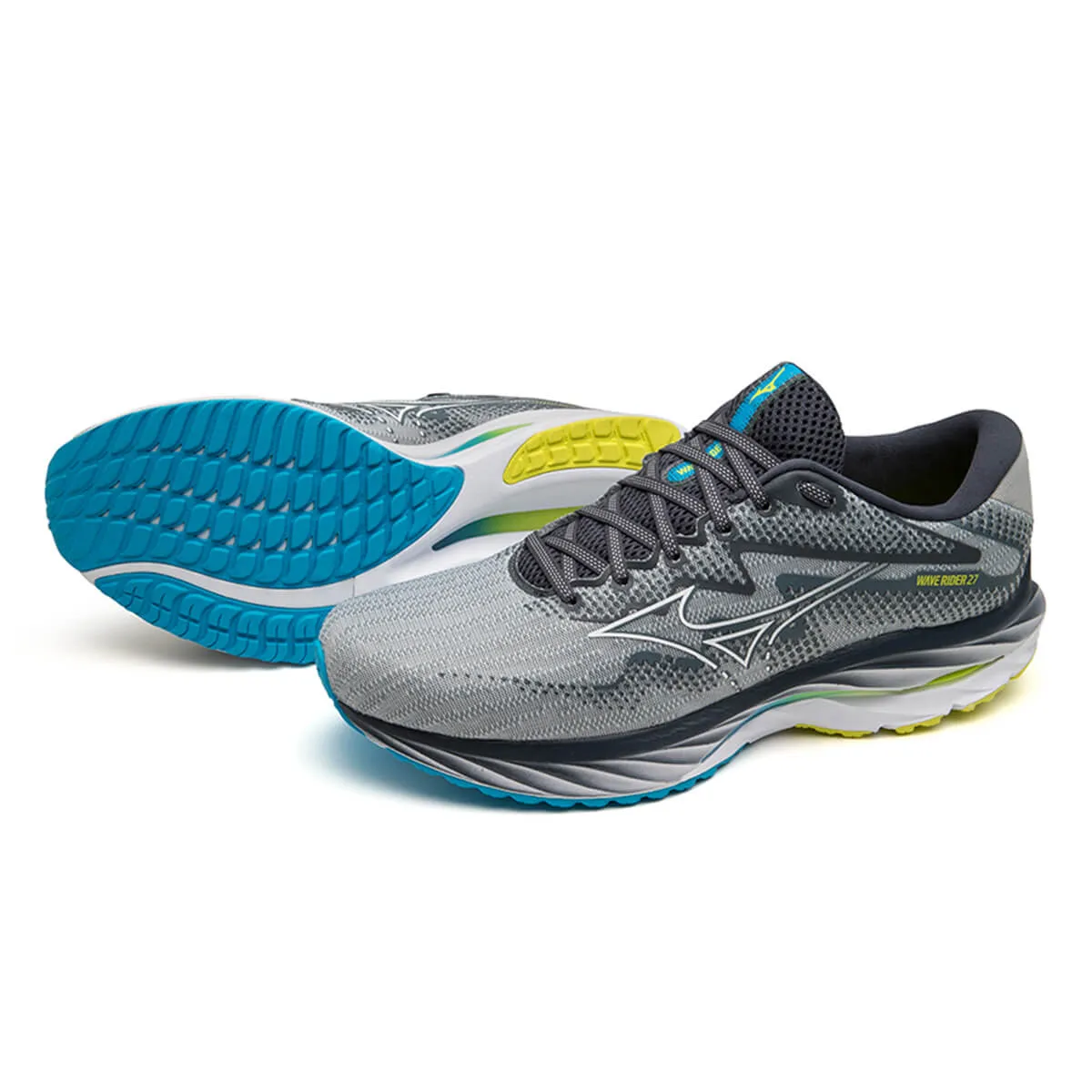 Mizuno Wave Rider 27 Mens | Pblue/white/bolt2neon