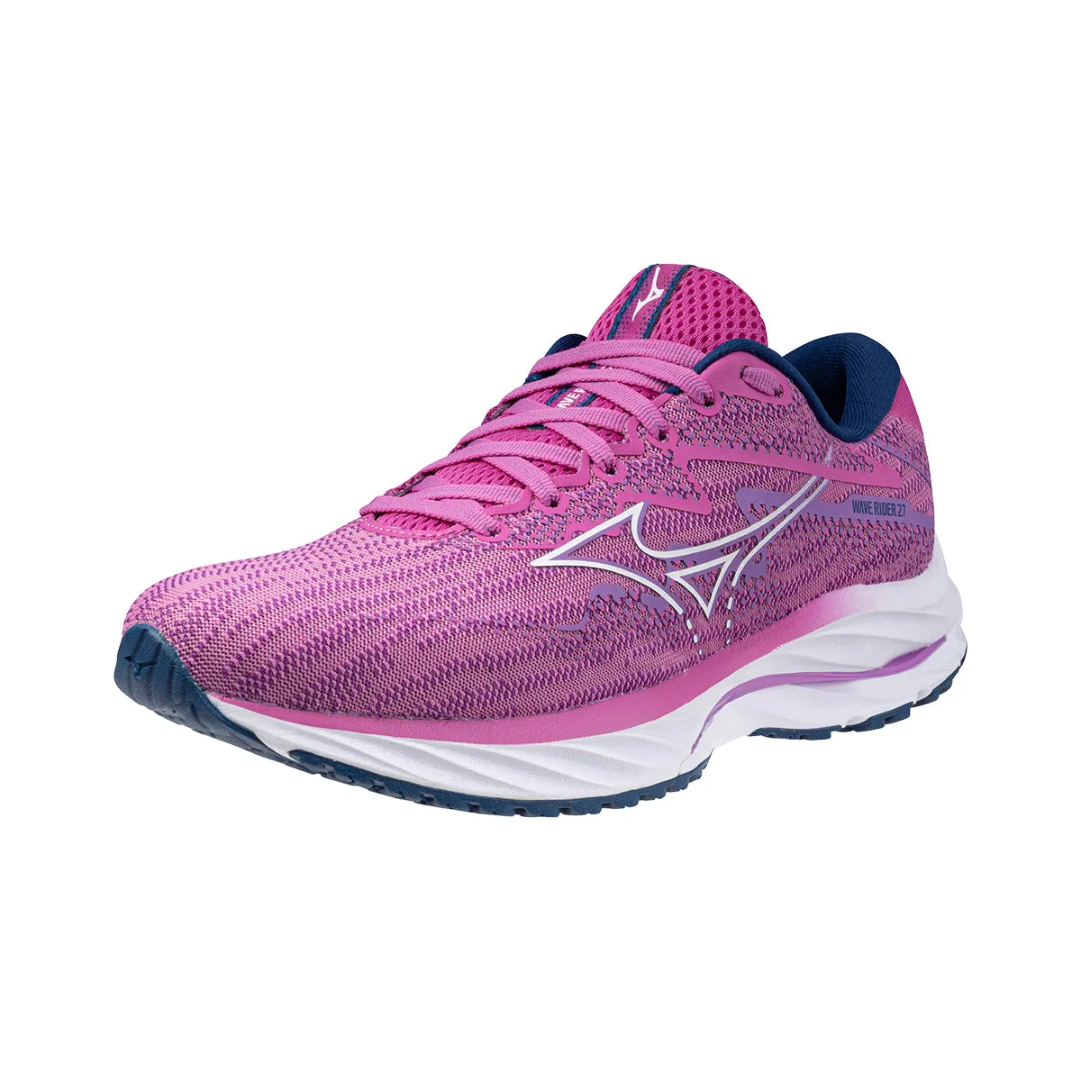 Mizuno Wave Rider 27 Womens | Rosebud/white/navy Peony